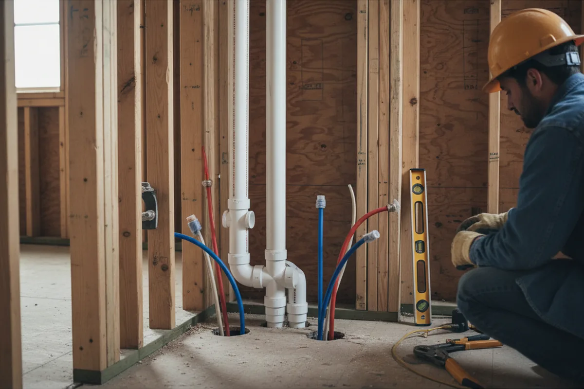 Drain and supply rough-in during Drain Cleaning in Sheldon
